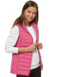 Kamizelka damska pikowana z kapturem jasnoróżowa OZONEE JS/M23039/42