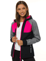 Kurtka softshell damska z kapturem czarna OZONEE JS/HD184/1