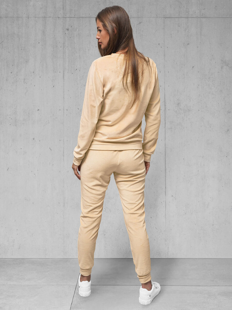 Komplet dresowy damski welurowy jasno-beżowy OZONEE O/8C1173/159Z