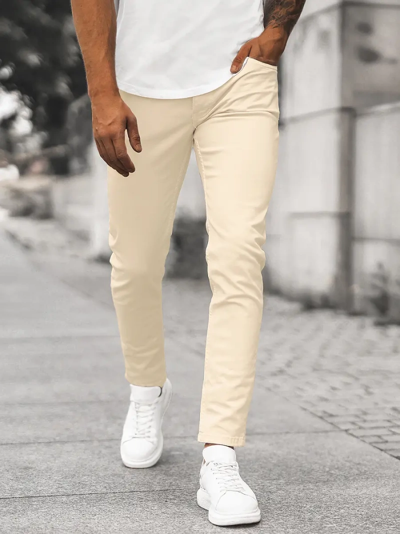 Spodnie jeansowe męskie jasno-beżowe OZONEE E/5388/04