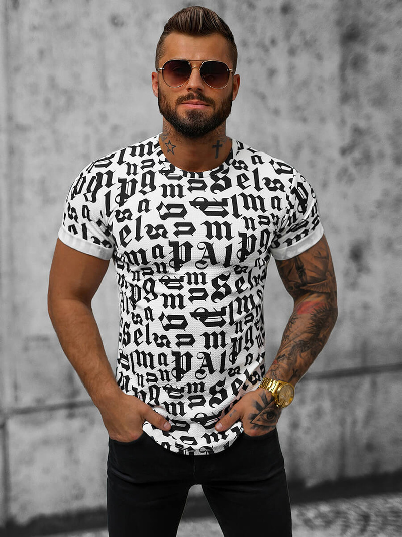 T-Shirt męski biały OZONEE O/P1312