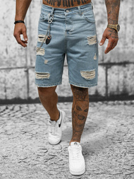 Spodenki męskie jeansowe jasno-niebieskie OZONEE DP/171