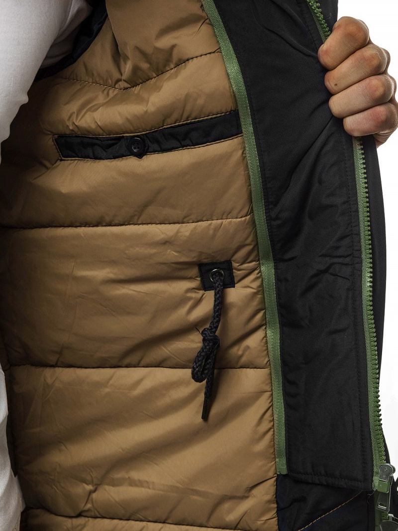 Kurtka zimowa męska parka z futerkiem czarna OZONEE JB/X1045KZ