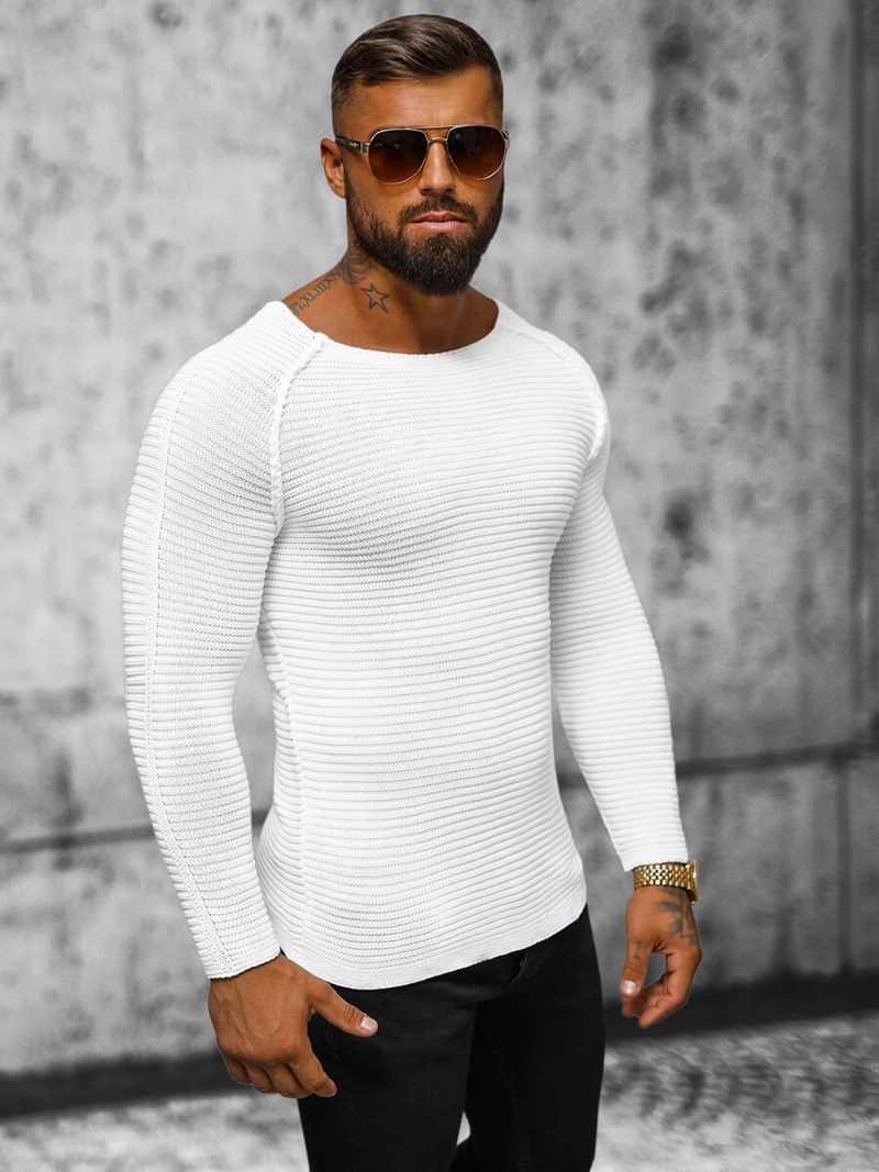 Sweter męski ecru OZONEE L/1442Z