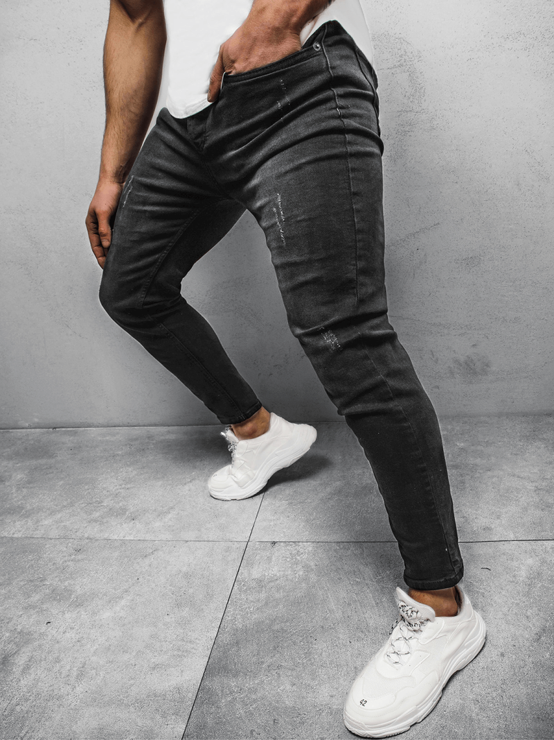 Spodnie jeansowe męskie czarne OZONEE DP/696/5