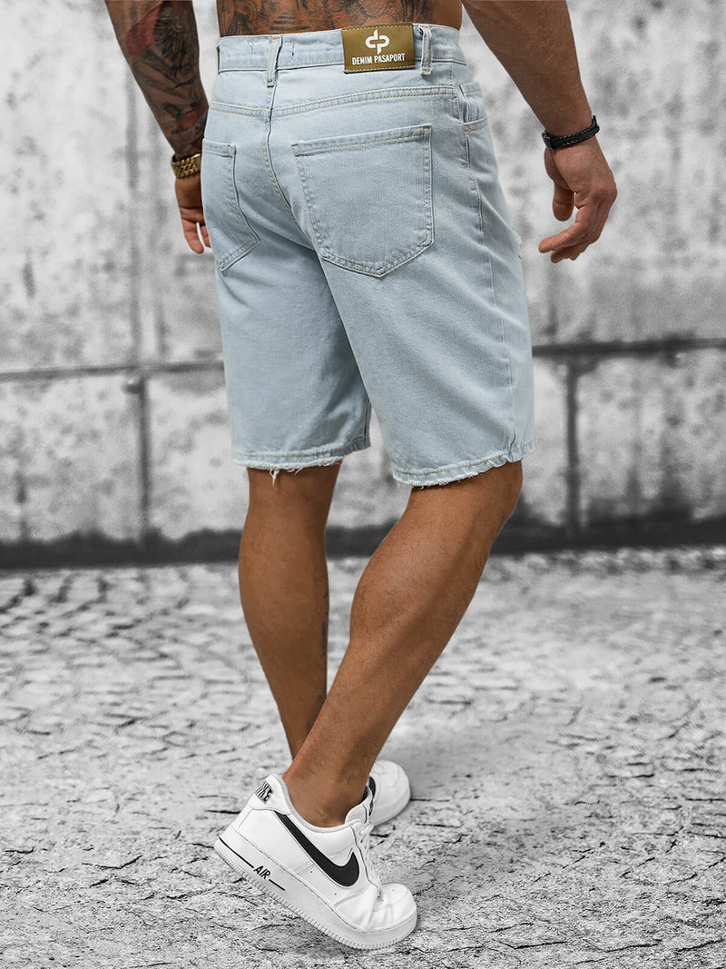 Spodenki męskie jeansowe jasno-niebieskie OZONEE DP/173