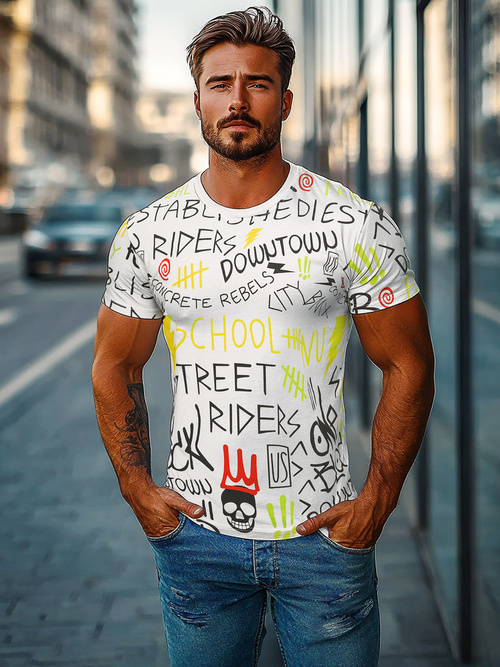 T-shirt męski biały OZONEE JS/8T1212/1Z