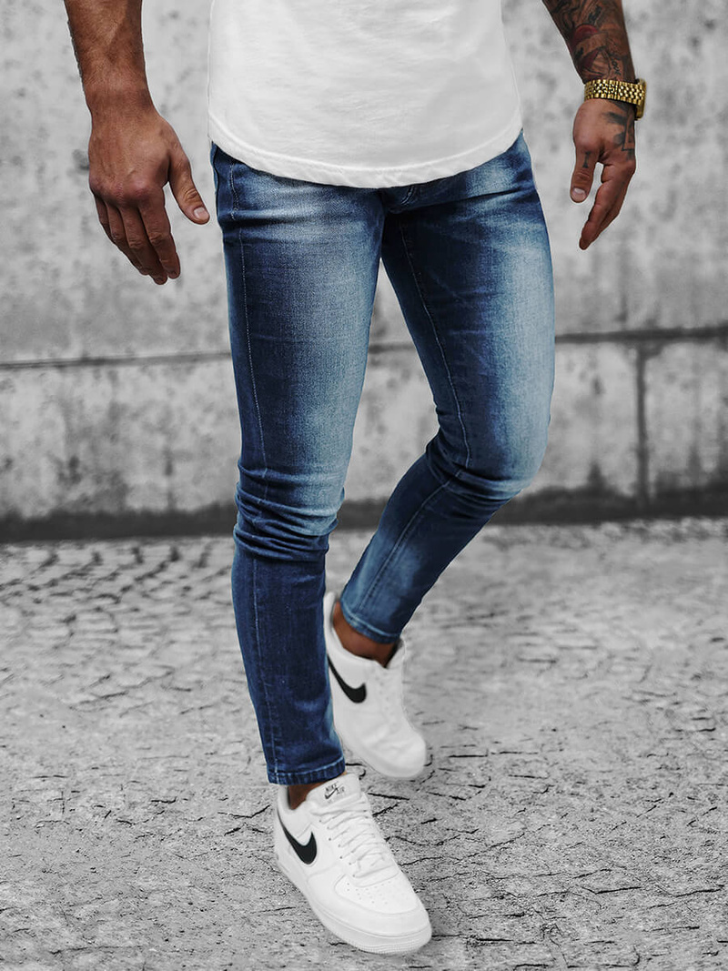 Spodnie jeansowe męskie ciemno-niebieskie OZONEE NB/MP0021BSZ