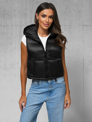 Стьобаний жіночий жилет чорний OZONEE JS/5M3191/392