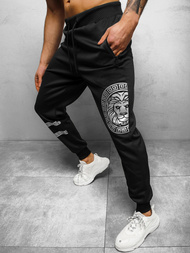 Spodnie dresowe męskie czarno-srebrne OZONEE O/HM715