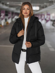 Kurtka zimowa damska pikowana czarna OZONEE JS/5M3251/392