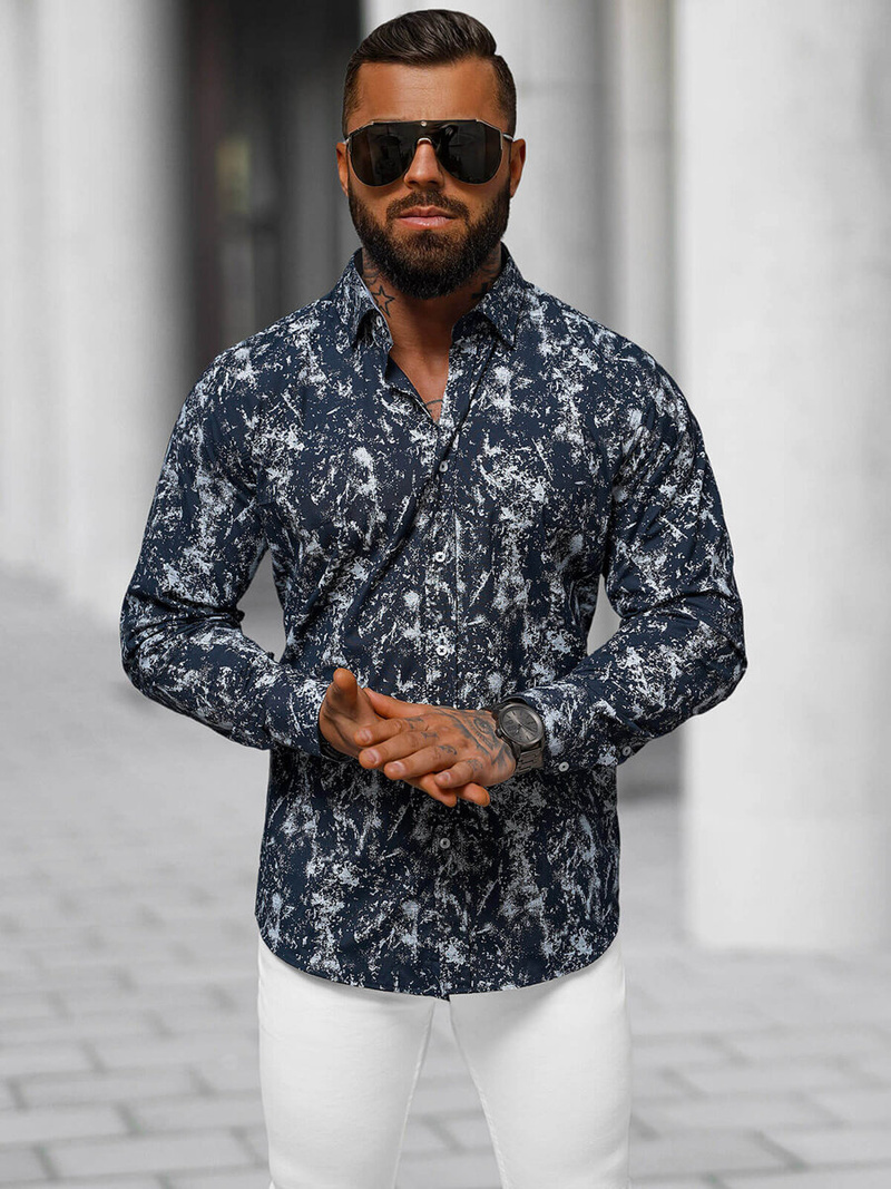 Koszula męska granatowa OZONEE O/536272