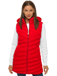 Стьобаний жіночий жилет червоний OZONEE N/6805/3