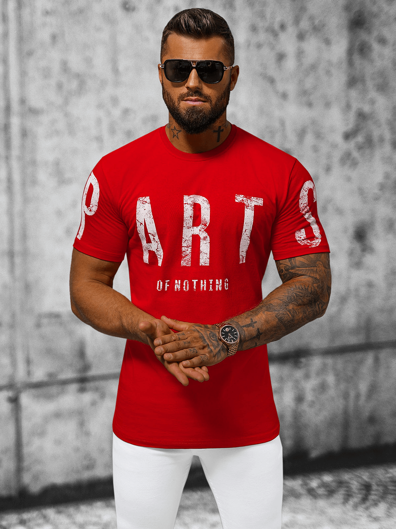 T-shirt męski czerwony OZONEE O/1180Z
