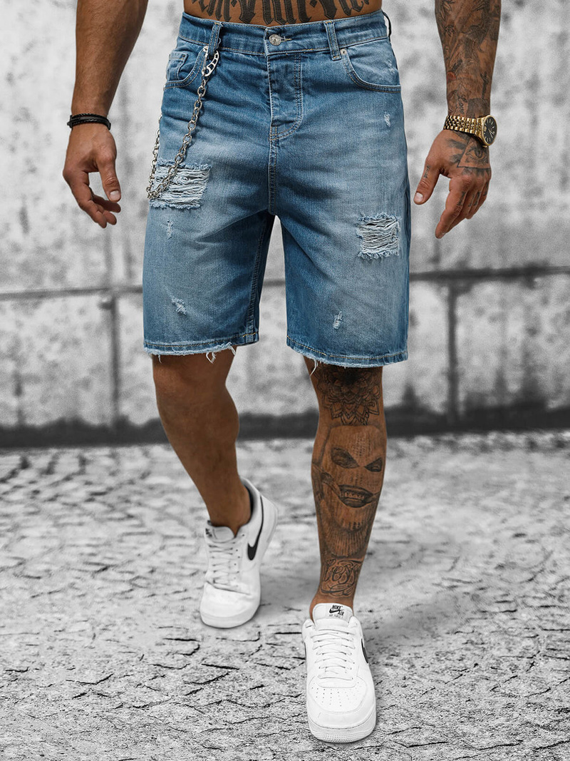 Spodenki męskie jeansowe niebieskie OZONEE DP/172