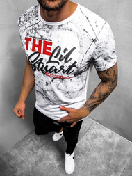 T-Shirt męski z nadrukiem biały OZONEE JS/SS10923Z