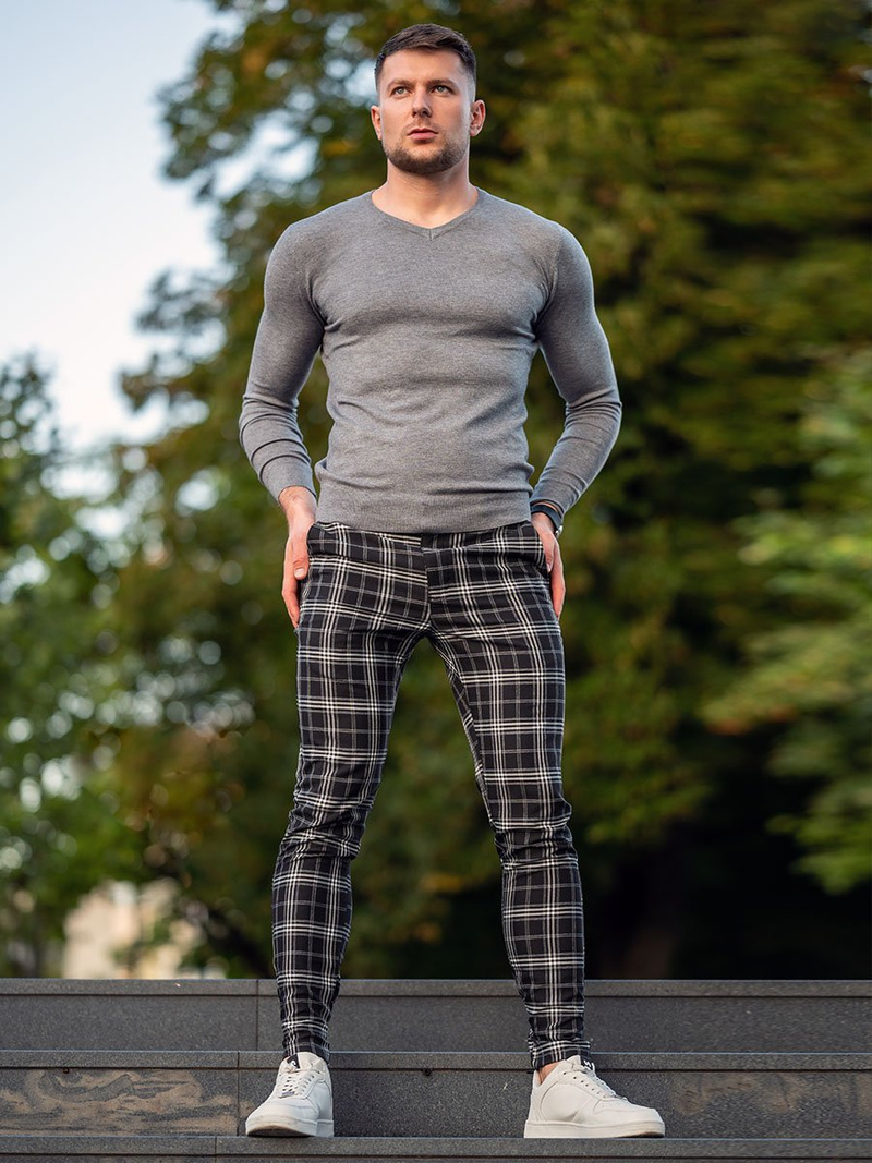 Spodnie męskie chino materiałowe czarne OZONEE DJ/5507