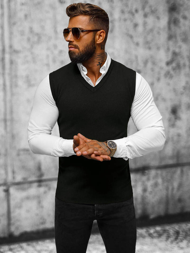 Светр чоловічій чорний OZONEE NB/MM6005/4Z