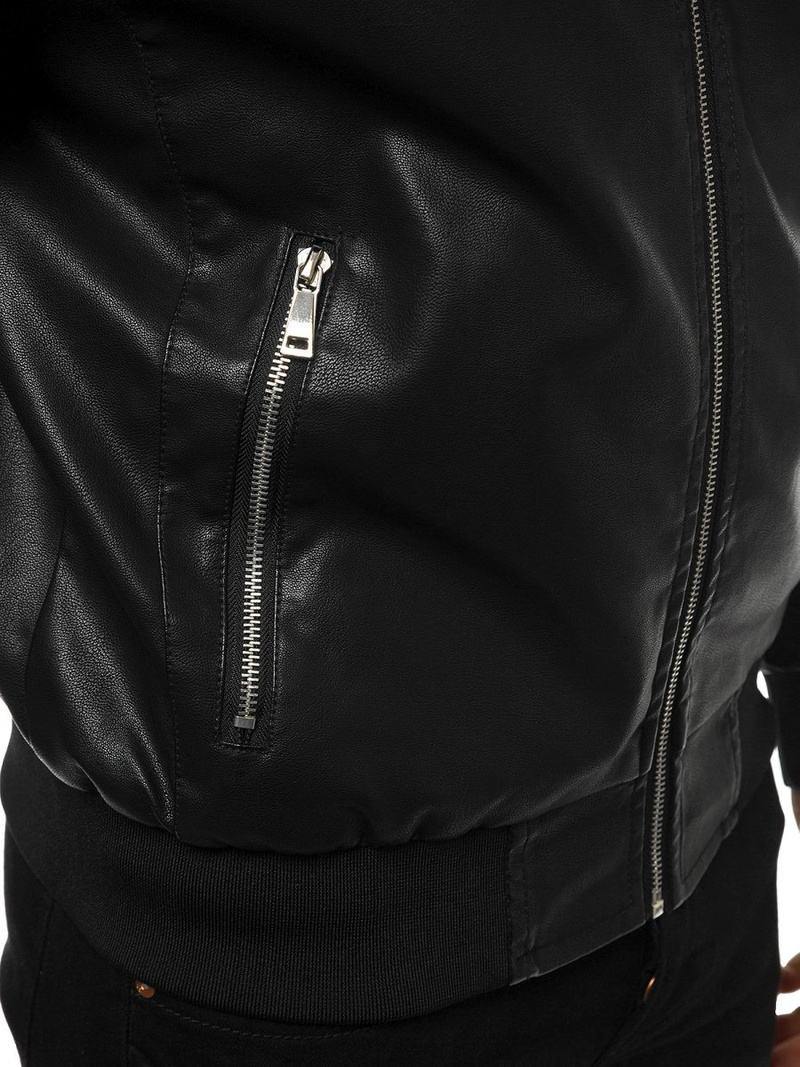 Kurtka skórzana męska czarna OZONEE JB/JP1147Z