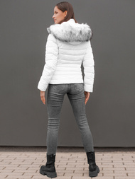 Kurtka zimowa damska z futerkiem biała OZONEE O/DK024/10Z