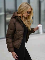 Kurtka zimowa damska pikowana czekoladowa OZONEE JS/16M9187/158