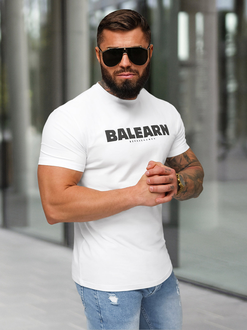 T-shirt męski slim fit biały OZONEE NB/MT3135