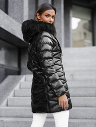 Kurtka zimowa damska z futerkiem czarna OZONEE JS/M778/392BZ