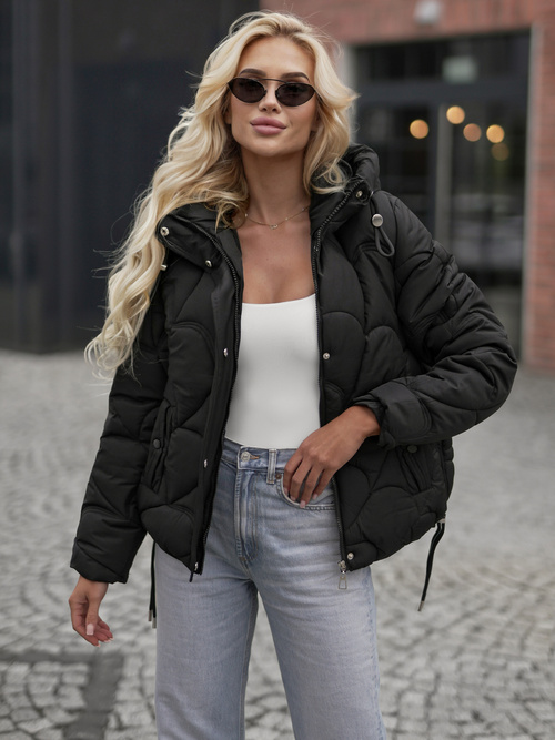 Kurtka zimowa damska pikowana czarna OZONEE JS/5M3336/392Z