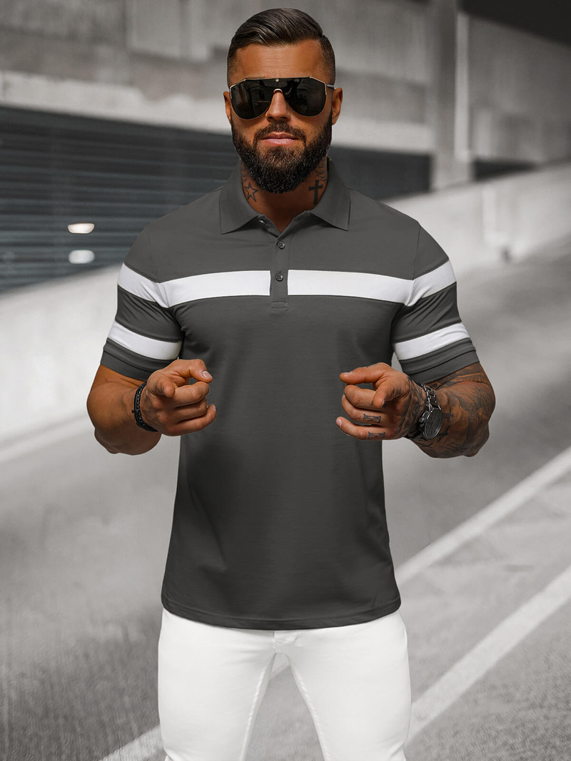 Футболка Поло Чоловіча Tемно-Cіра OZONEE NB/MT3108