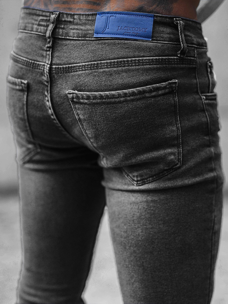Spodnie jeansowe męskie grafitowe OZONEE O/0388