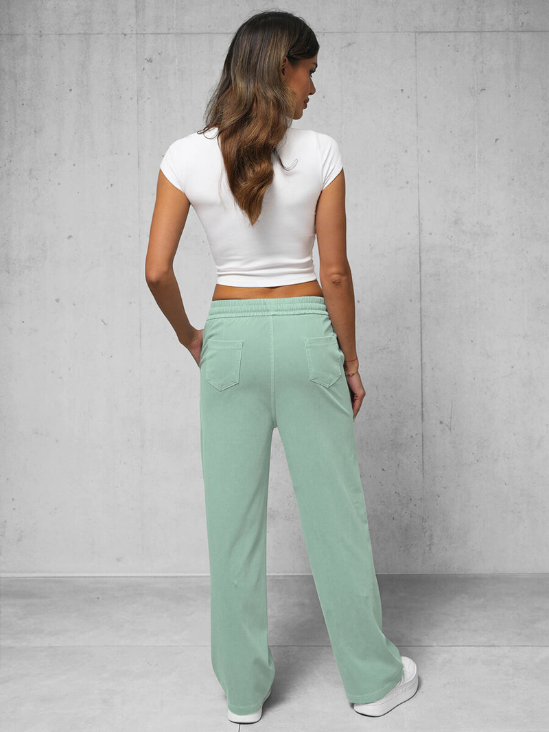 Spodnie jeansowe damskie wide leg miętowe OZONEE O/330097