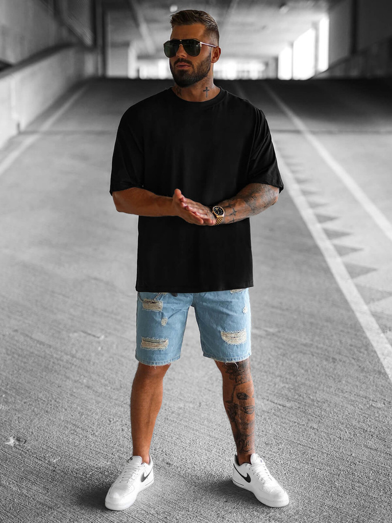 T-shirt męski oversize czarny OZONEE O/3433