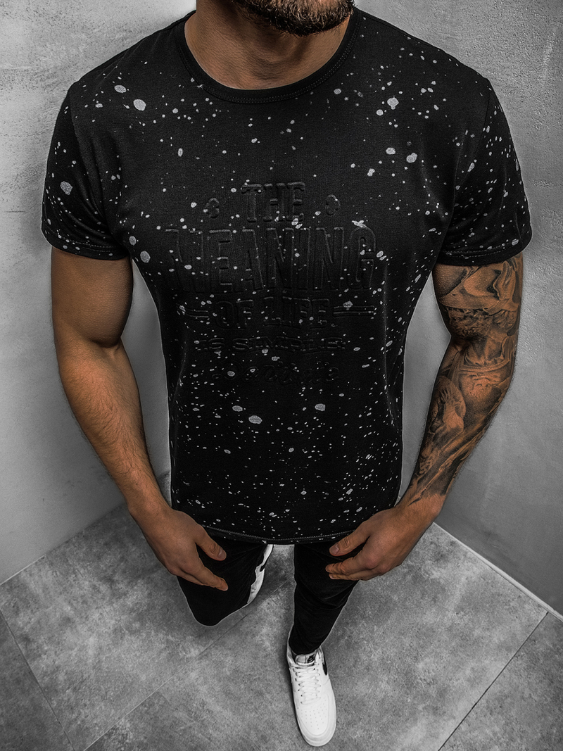 T-Shirt męski czarny OZONEE JS/SS11016Z