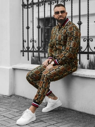 Чоловічий комплект - піджак та штани чінос чорно-золотий OZONEE O/5553/21Z