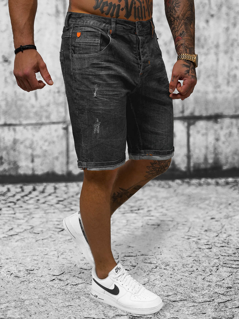 Чоловічі джинсові шорти чорні OZONEE O/24000