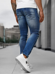 Spodnie jeansowe męskie slim fit ciemno-niebieskie OZONEE NB/MP0009BS