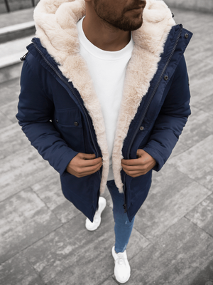 Kurtka zimowa męska parka z futerkiem granatowa OZONEE JS/22M115/3