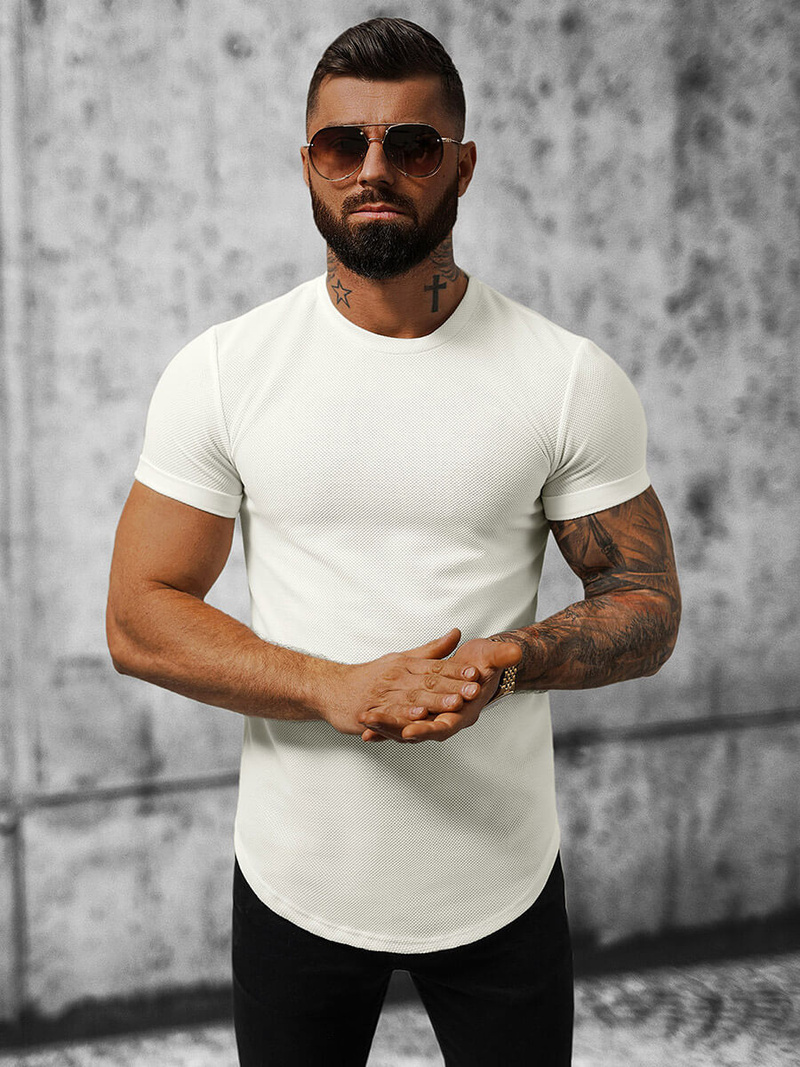 T-shirt męski biały OZONEE O/P1131