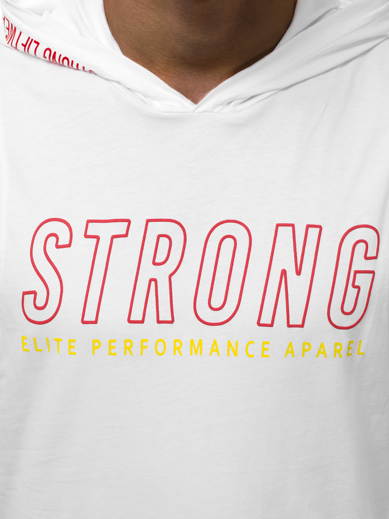 T-Shirt z kapturem męski biały OZONEE MAD/2992Z