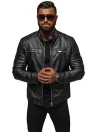 Kurtka skórzana męska czarna OZONEE JS/11Z8053