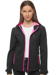 Kurtka softshell damska z kapturem czarna OZONEE JS/KSW6007