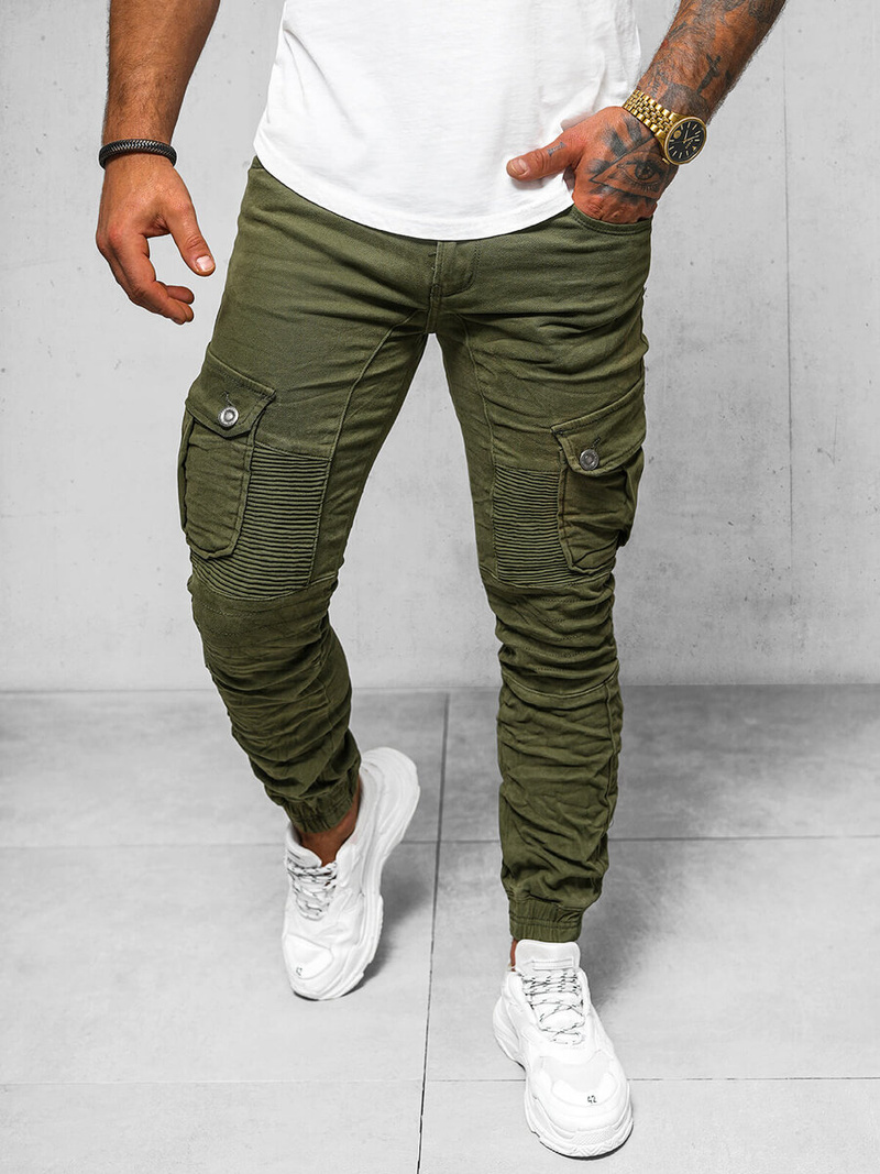 Spodnie męskie joggery zielone OZONEE O/E6979J