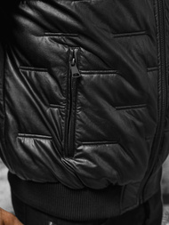 Kurtka skórzana męska bomberka czarna OZONEE O/11Z8099