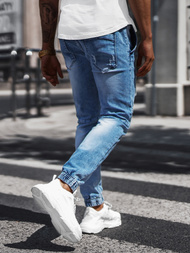 Spodnie jeansowe joggery męskie jasno-niebieskie OZONEE NB/MP0073BC