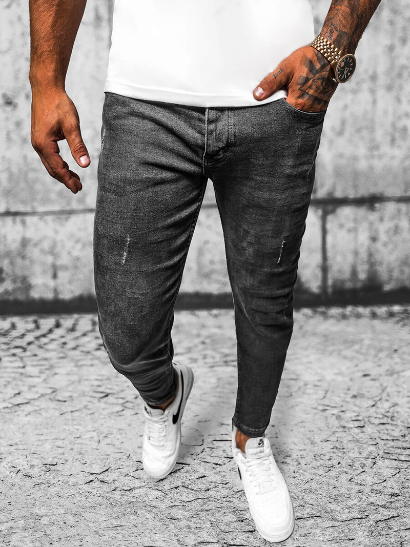 Spodnie jeansowe męskie grafitowe OZONEE E/6576/01