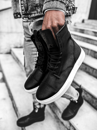 Снікерси високі Чорно-Бiлi OZONEE KN/022