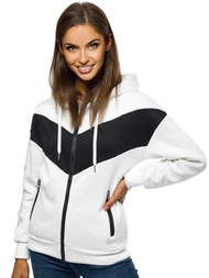 Bluza z kapturem damska biało-czarna OZONEE JS/B26039