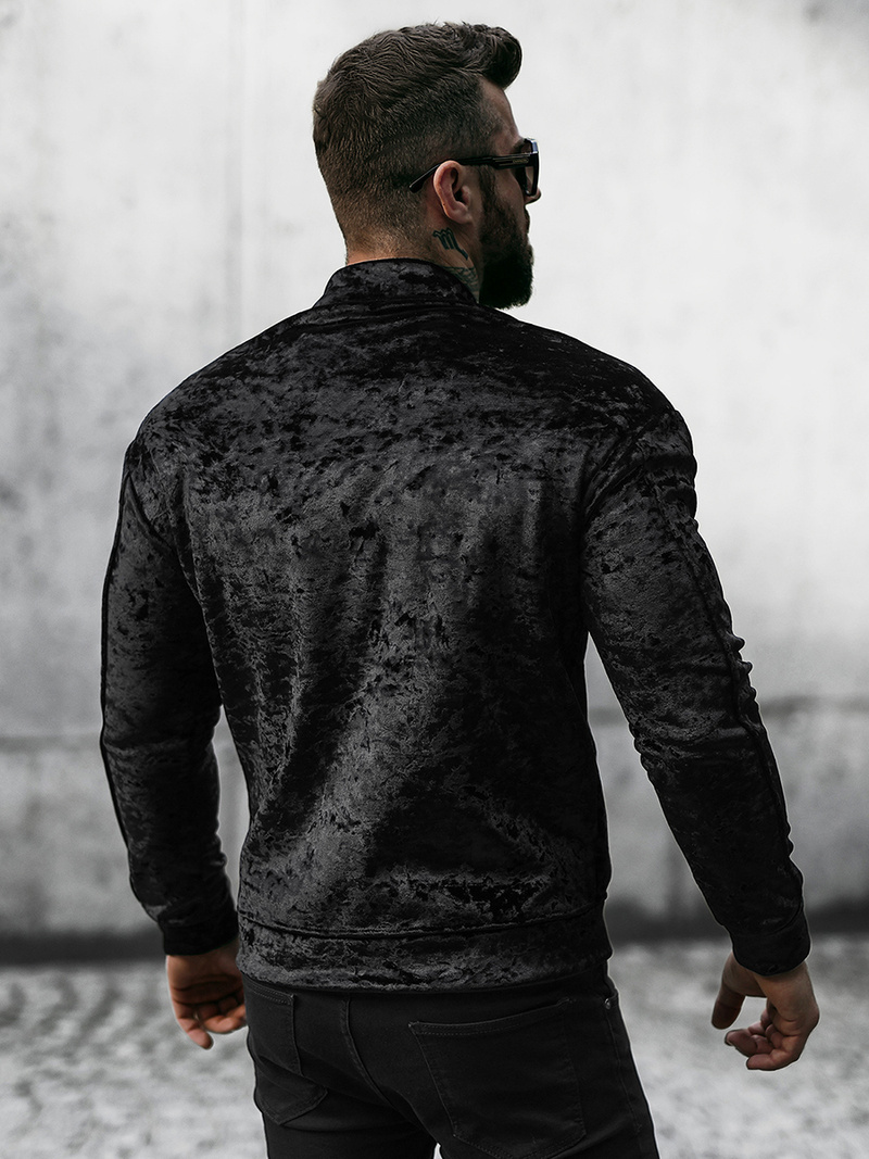 Bluza męska welurowa czarna OZONEE O/D8120