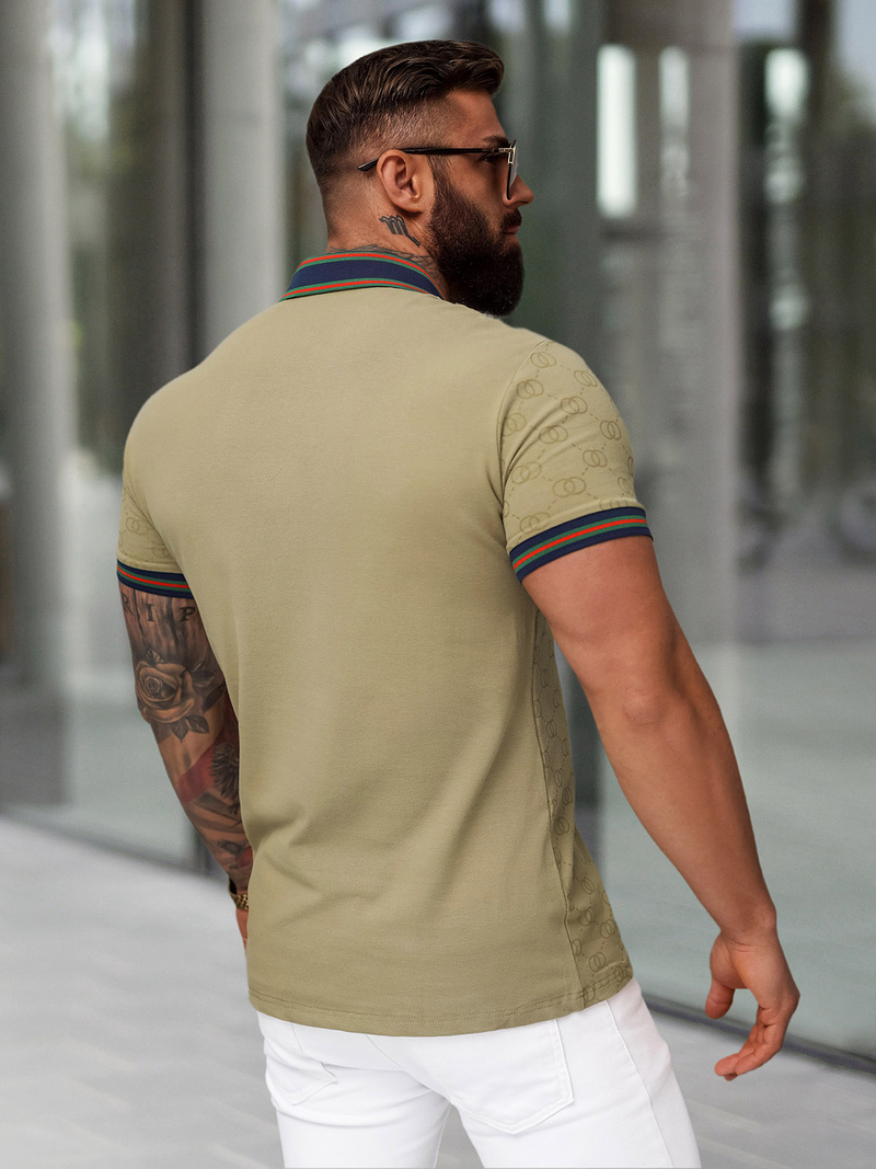 Koszulka męska polo beżowa OZONEE O/QQ1359