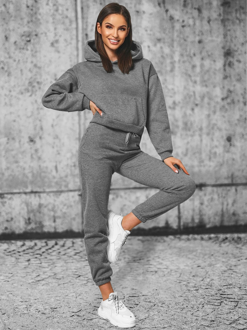 Жіночий спортивний костюм з двох частин графіт OZONEE JS/8C69/5